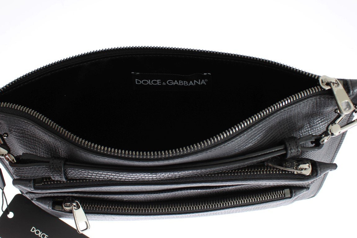 Gray Lizard Leather Shoulder Cross Body Messenger Bag