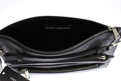 Gray Lizard Leather Shoulder Cross Body Messenger Bag