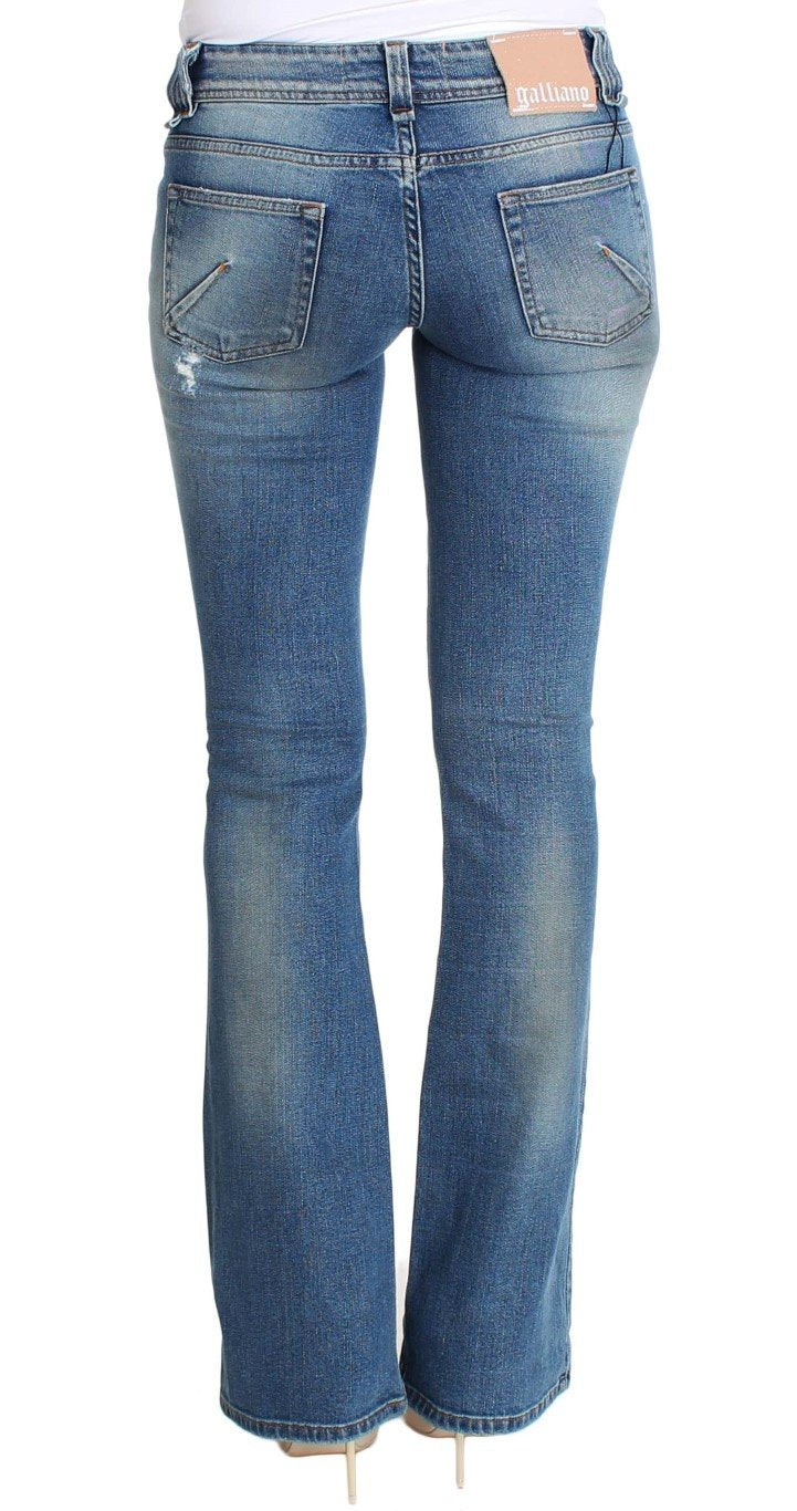 Blue Wash Cotton Stretch Flare Bootcut Jeans
