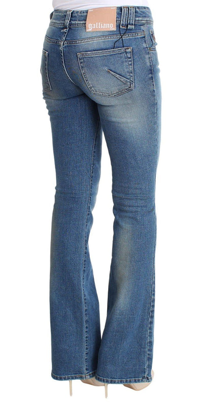 Blue Wash Cotton Stretch Flare Bootcut Jeans