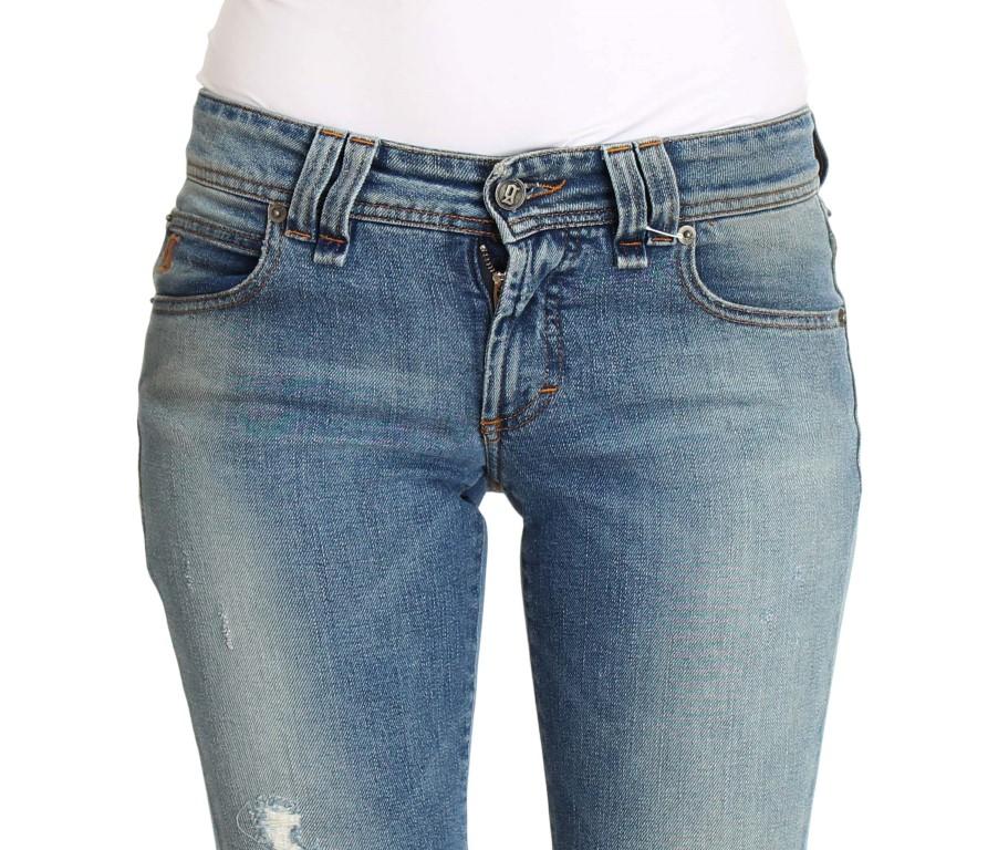 Blue Wash Cotton Stretch Flare Bootcut Jeans