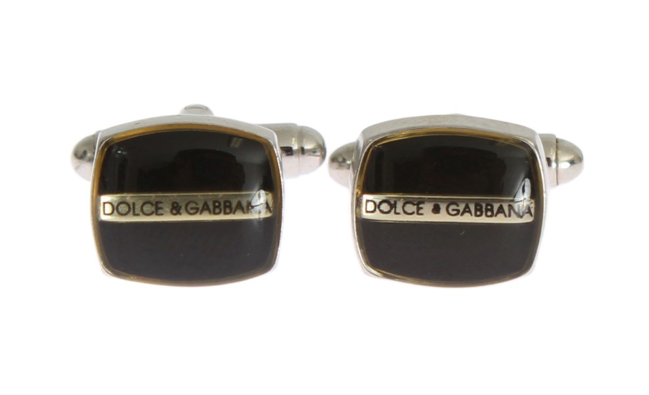 Black Silver Brass Cufflinks