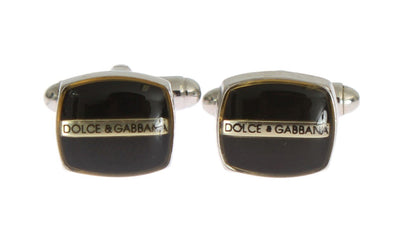 Black Silver Brass Cufflinks