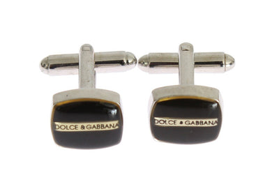 Black Silver Brass Cufflinks