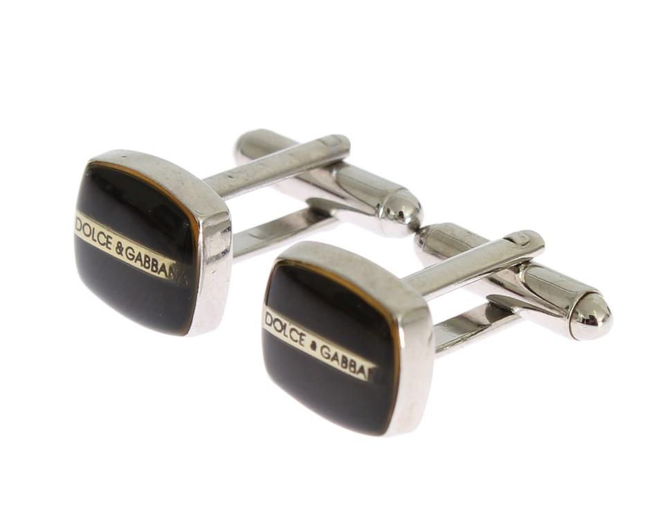 Black Silver Brass Cufflinks