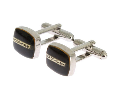 Black Silver Brass Cufflinks