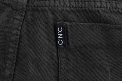 Green Cotton Blend Slim Fit Jeans