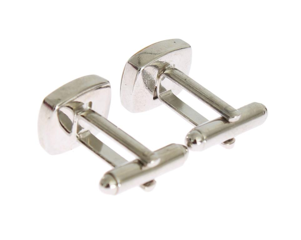 Black Silver Brass Cufflinks