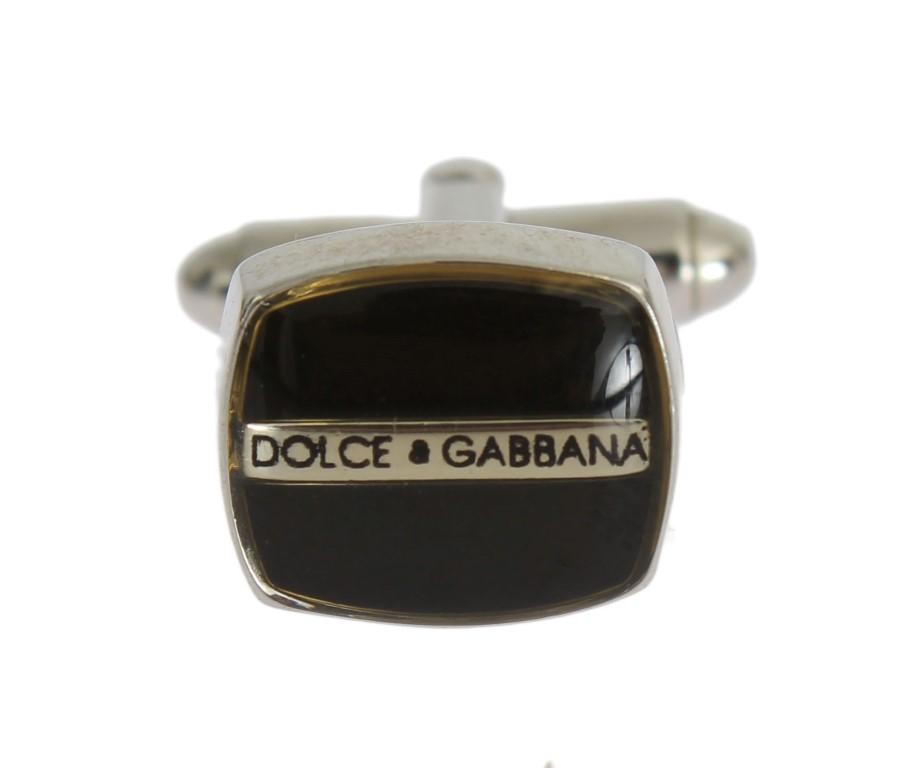 Black Silver Brass Cufflinks