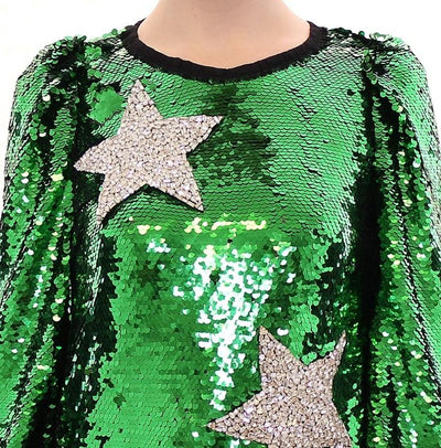 Masterpiece green sequined crystal swarovski dress