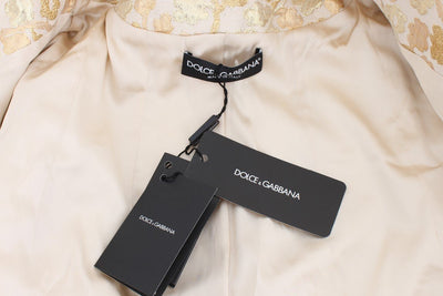Gold Brocade Crystal Fur Coat Jacket