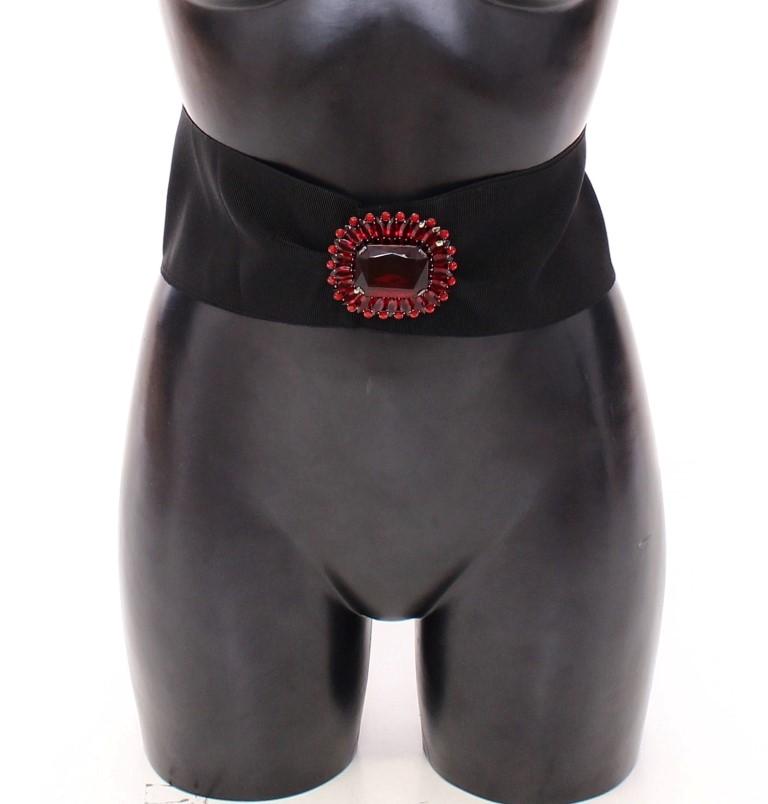 Black Crystal Brass Wide Waist Runway Belt