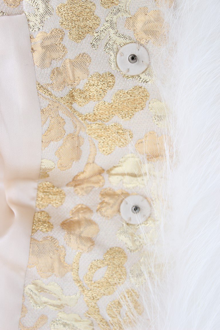 Gold Brocade Crystal Fur Coat Jacket