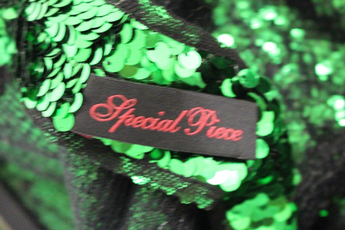 Masterpiece green sequined crystal swarovski dress