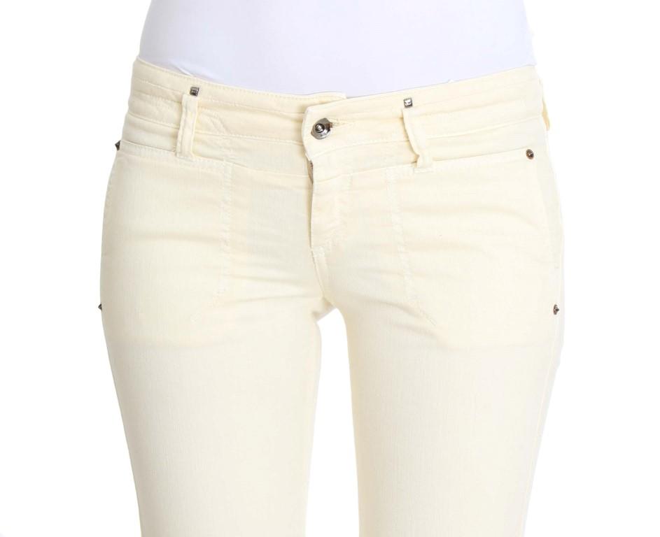 White Cotton Stretch Flare Jeans