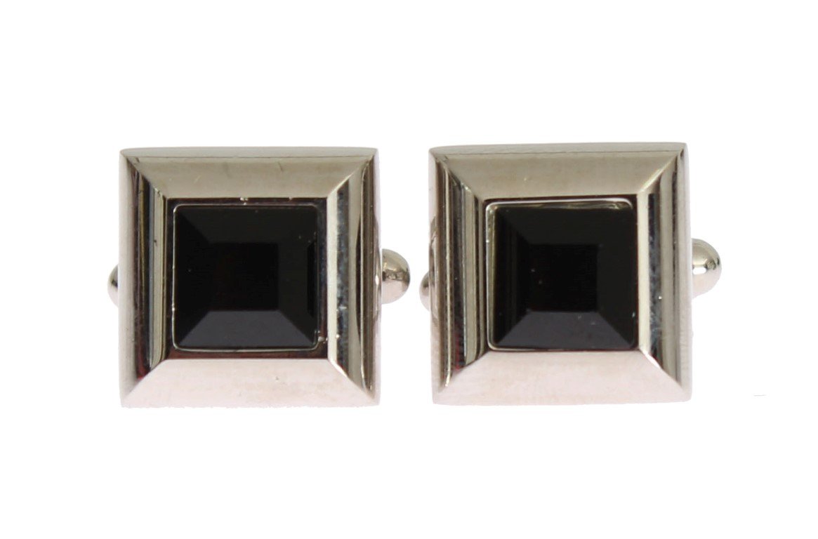 Silver Brass Black Stone Cufflinks