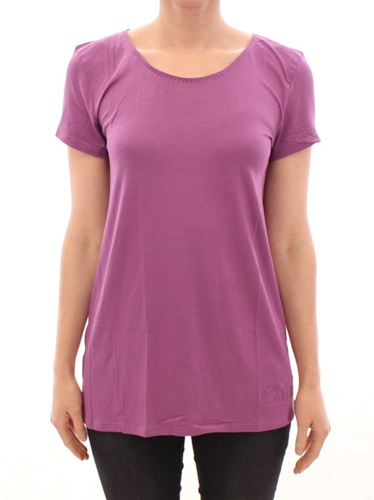 Purple shortsleeve crewneck t-shirt