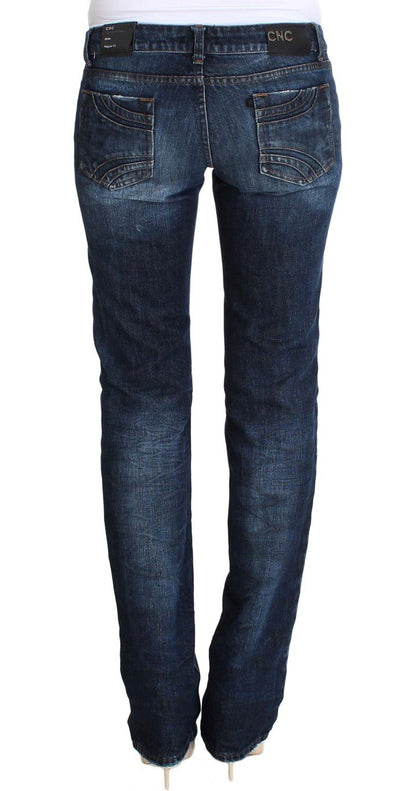 Blue Cotton Torn Regular Fit Jeans