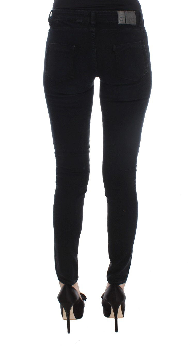Black Cotton Slim Fit Denim Jeans