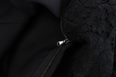 Black Floral Lace Shift Knee Length Dress