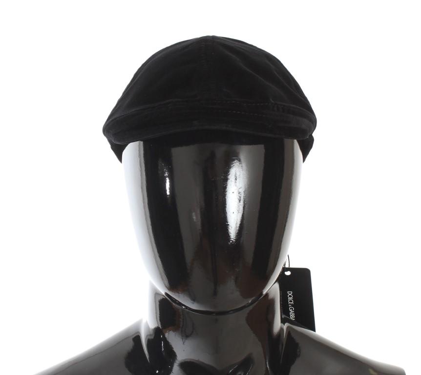 Black Cotton Newsboy Cap