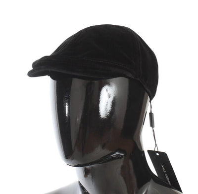 Black Cotton Newsboy Cap