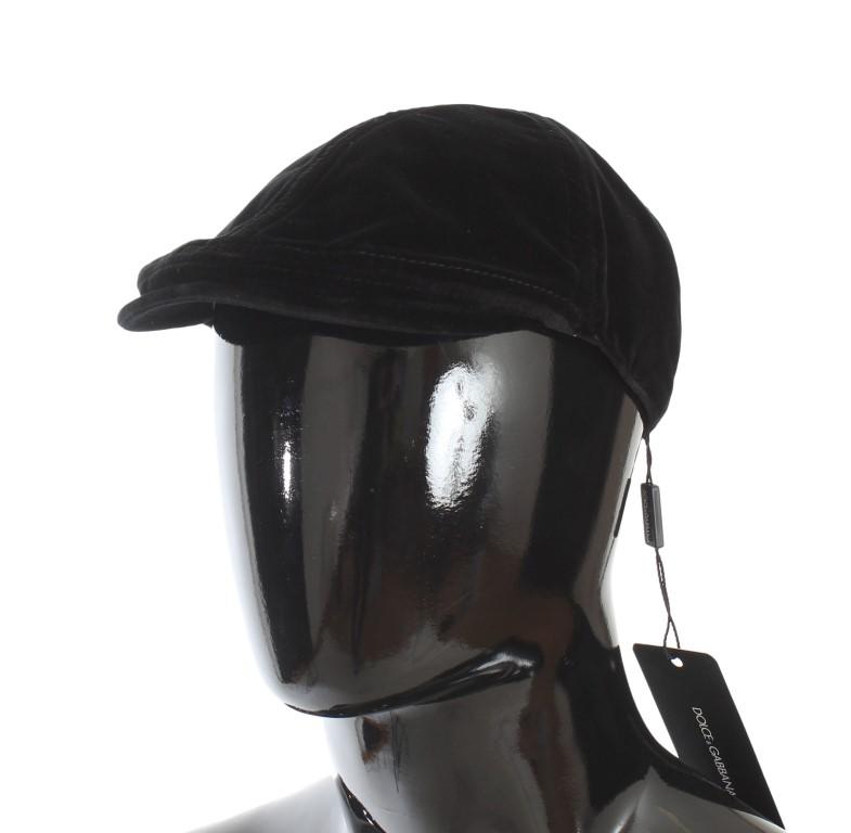 Black Cotton Newsboy Cap