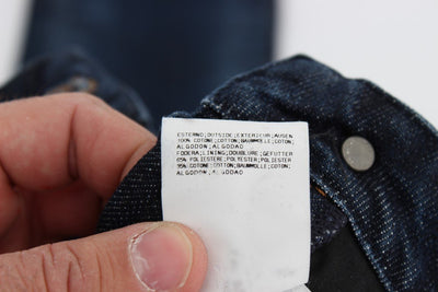 Blue Cotton Torn Regular Fit Jeans