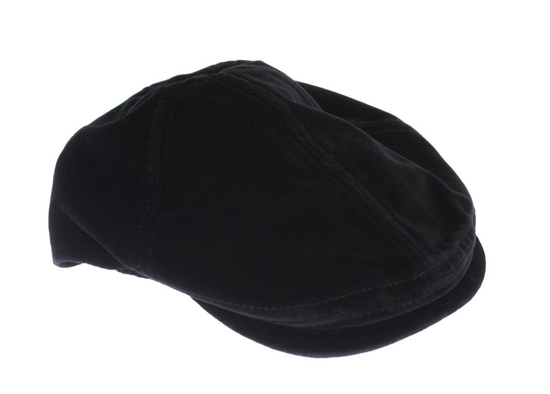 Black Cotton Newsboy Cap