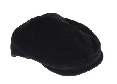 Black Cotton Newsboy Cap