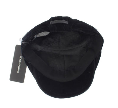 Black Cotton Newsboy Cap