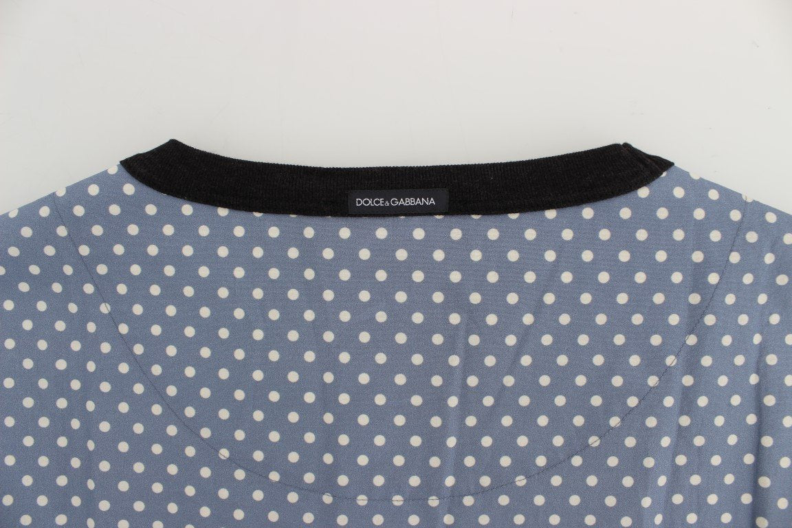 Blue SICILY Map Print Crewneck T-shirt