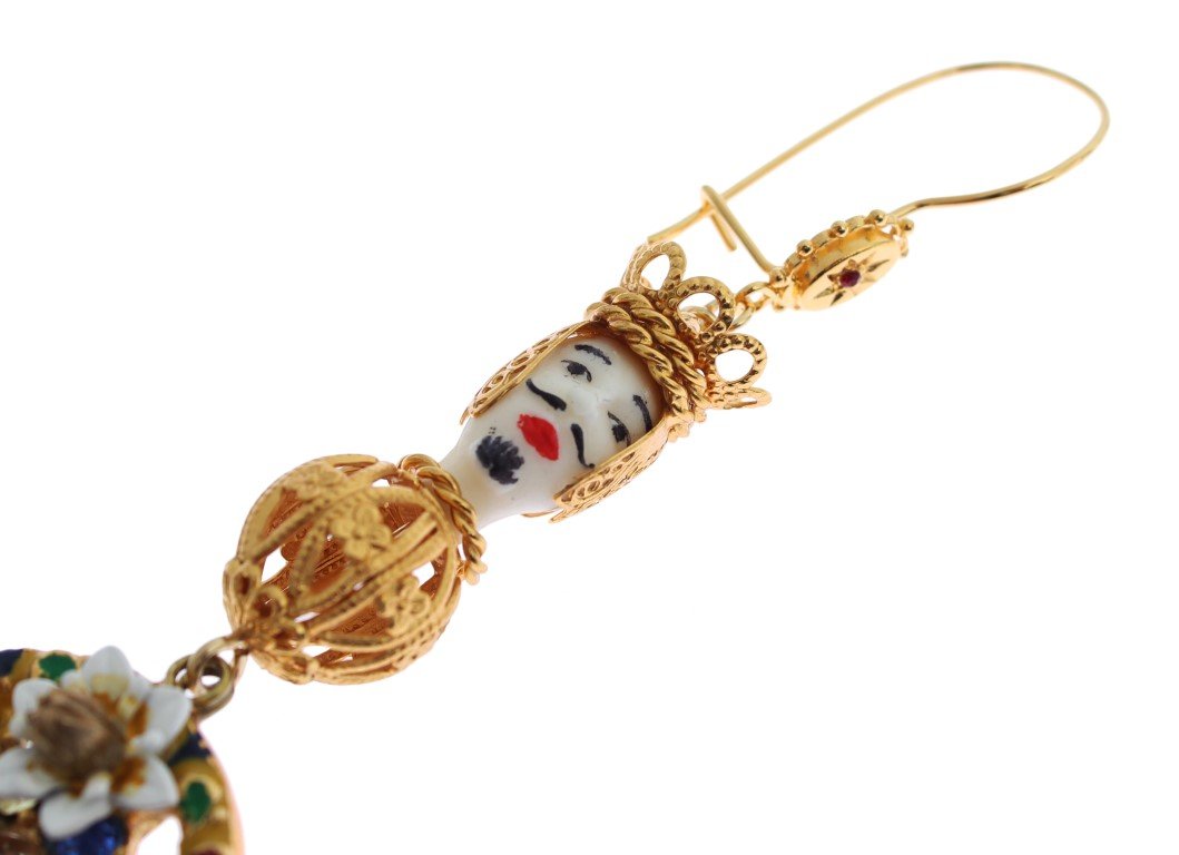 Crystal Gold Cart Wheel Pupi Doll Dangling Hook Earring