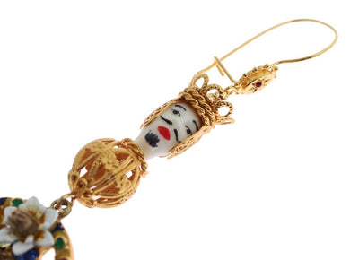 Crystal Gold Cart Wheel Pupi Doll Dangling Hook Earring