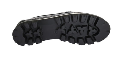 Black Leather Crystal Moccasins Shoes