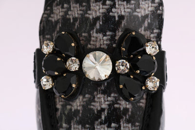 Black Leather Crystal Moccasins Shoes