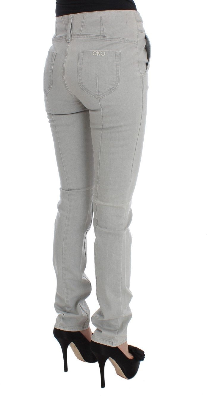 Gray Cotton Blend Super Slim Fit Jeans
