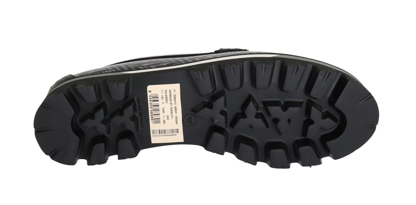 Black Leather Crystal Moccasins Shoes