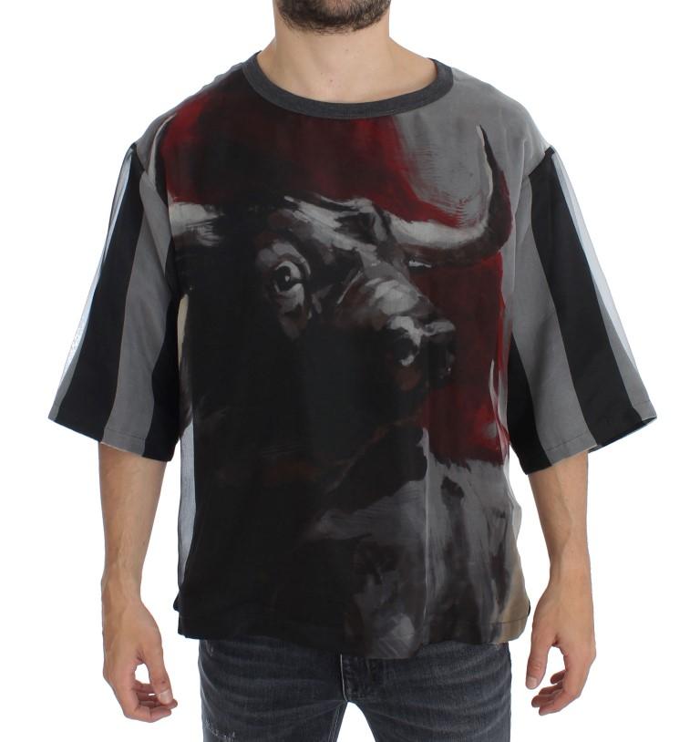 Bull Torero Gray Silk Crewneck T-shirt