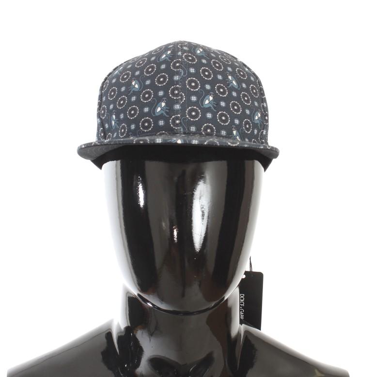 Blue Pattern Cotton Flat Bill Cap