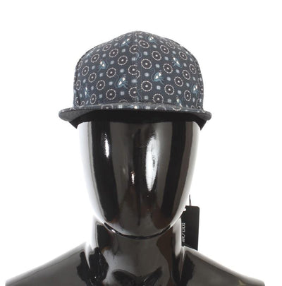 Blue Pattern Cotton Flat Bill Cap