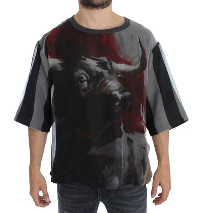 Bull Torero Gray Silk Crewneck T-shirt