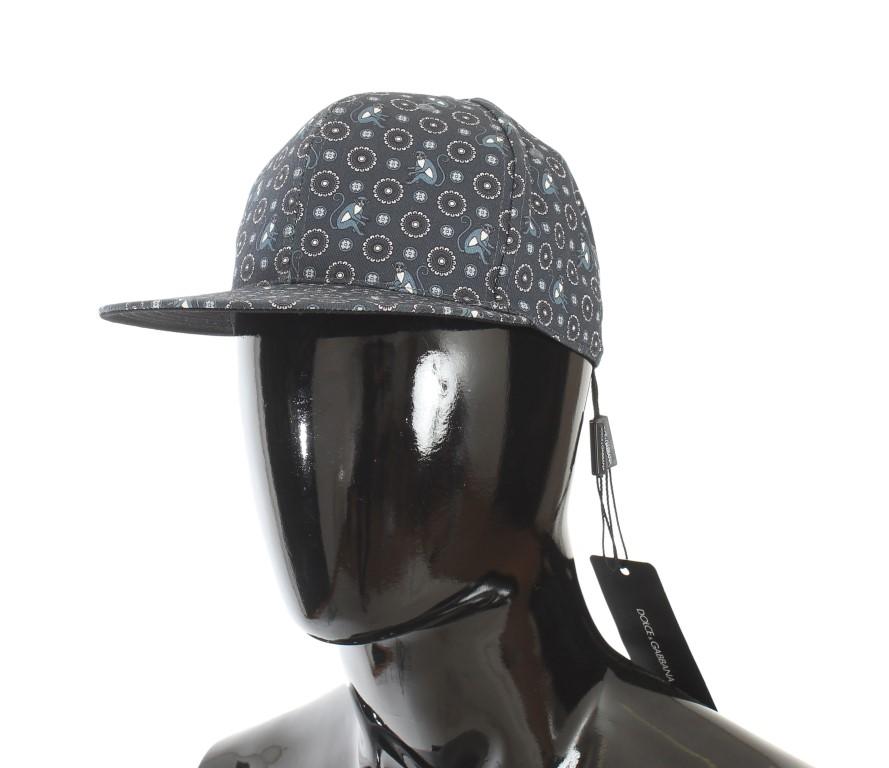 Blue Pattern Cotton Flat Bill Cap