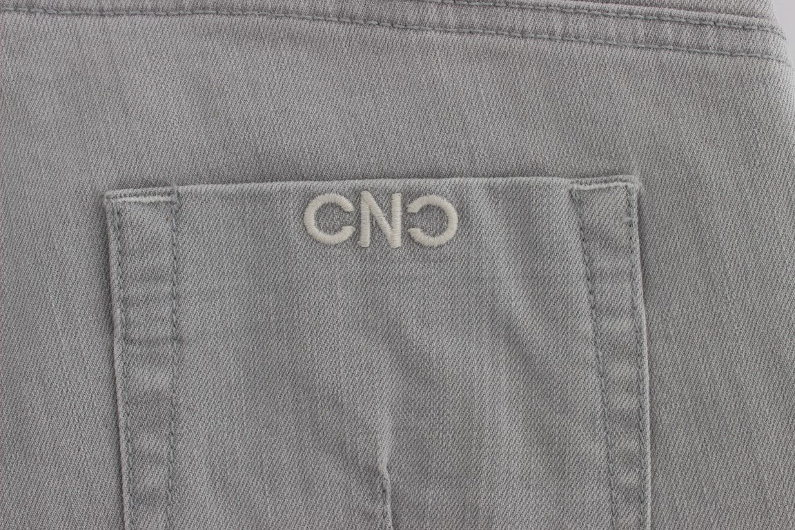 Gray Cotton Blend Super Slim Fit Jeans