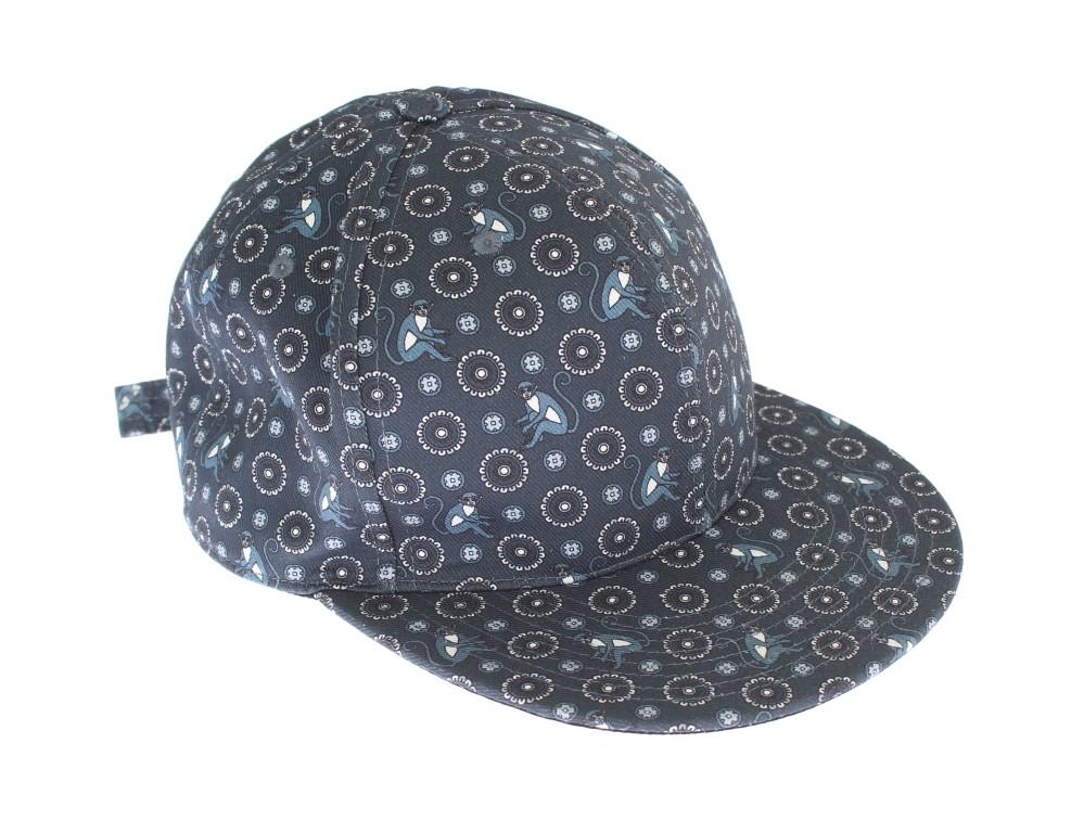 Blue Pattern Cotton Flat Bill Cap