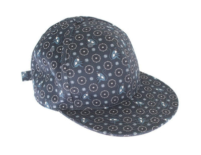 Blue Pattern Cotton Flat Bill Cap