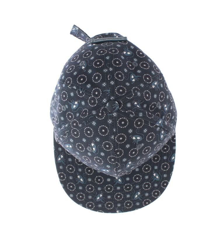 Blue Pattern Cotton Flat Bill Cap