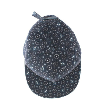 Blue Pattern Cotton Flat Bill Cap