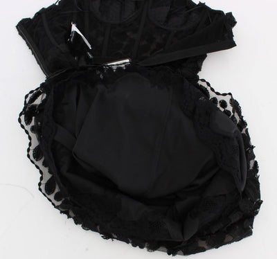 Black Floral Lace Shift Midi A-Line Dress