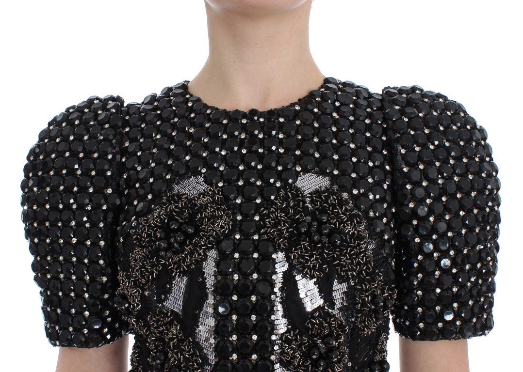 Black Crystal Silver Runway Handmade Dress